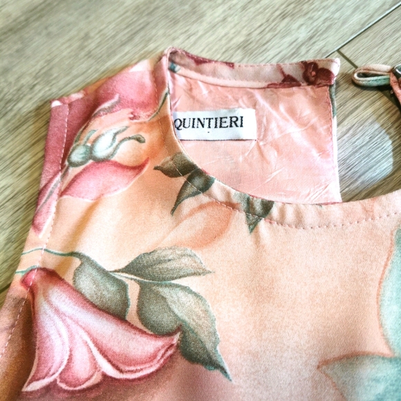 Vintage Floral Print Summer Dress Pink Rose - Picture 3 of 4